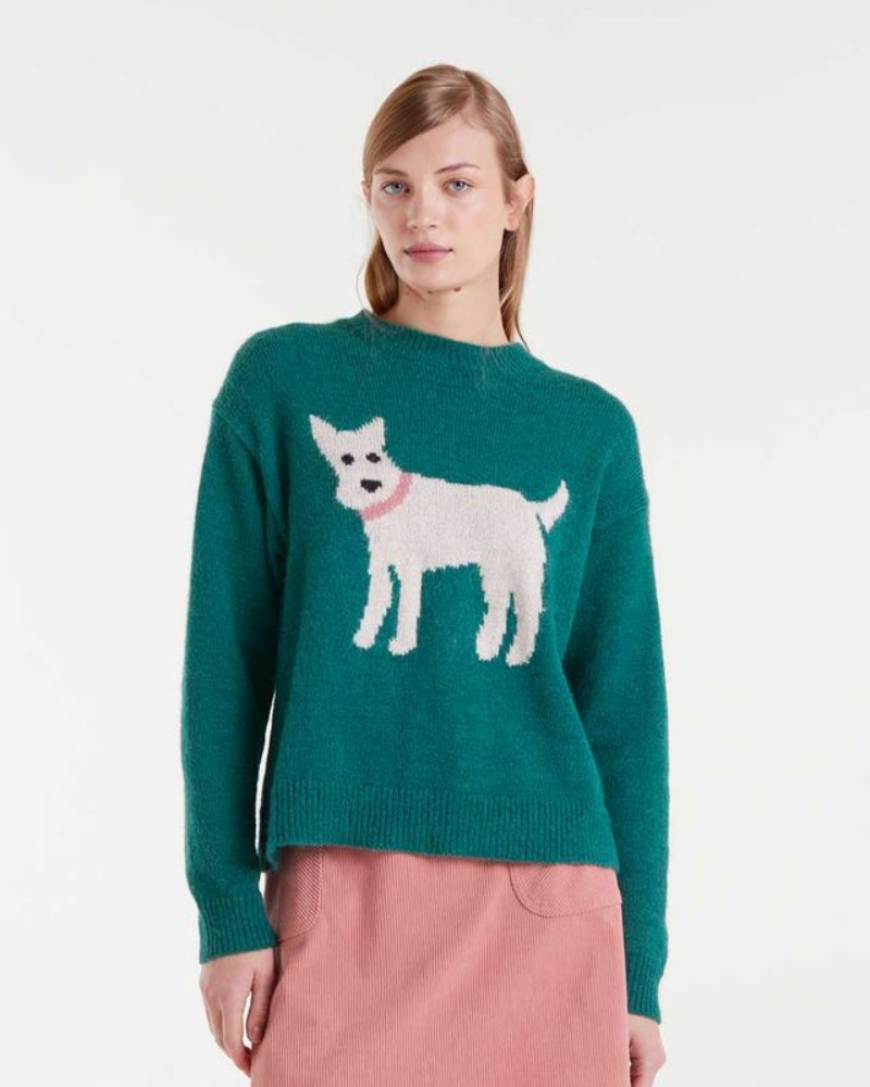 Green Jacquard Schnauzer Terrier Jumper