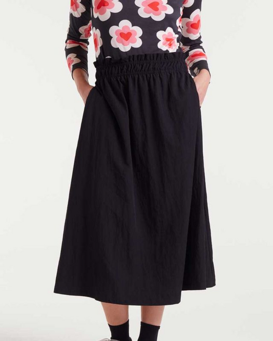 Black Technical Fabric Midi Skirt