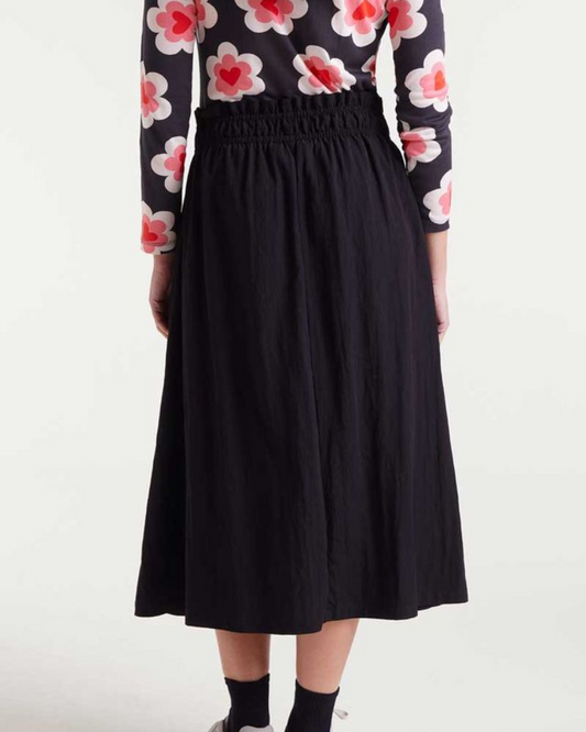 Black Technical Fabric Midi Skirt