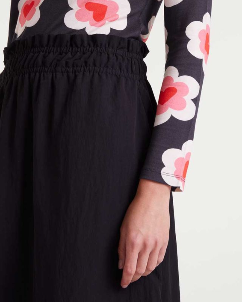 Black Technical Fabric Midi Skirt