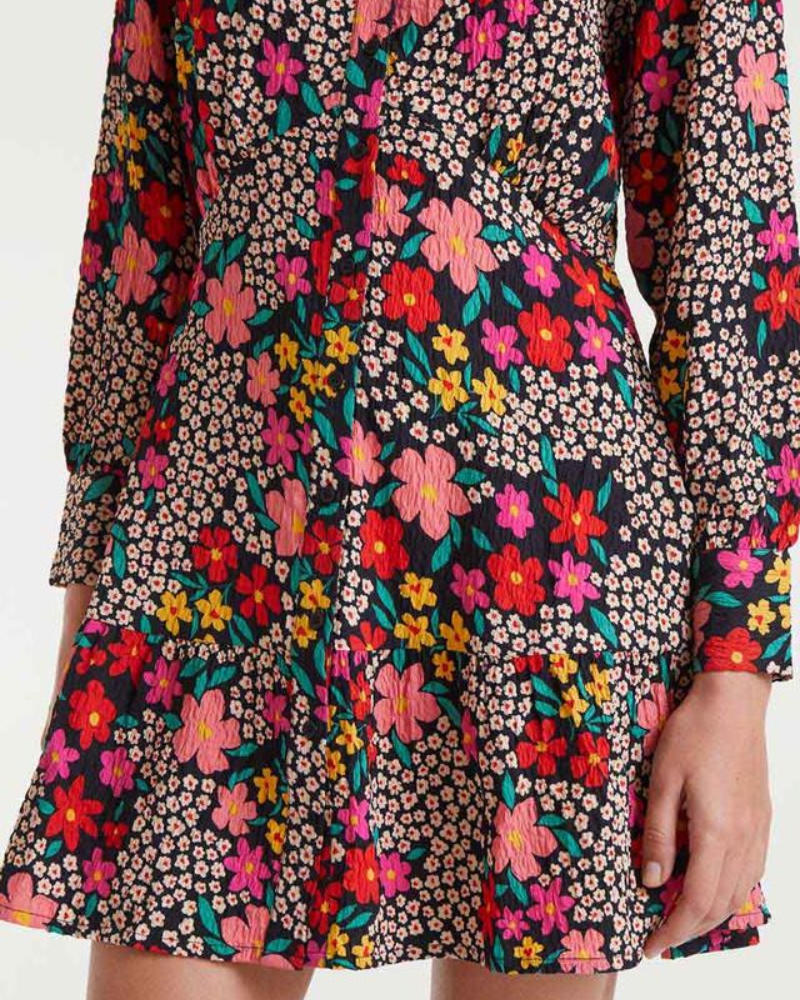 Giardino Seersucker Floral Mini Dress