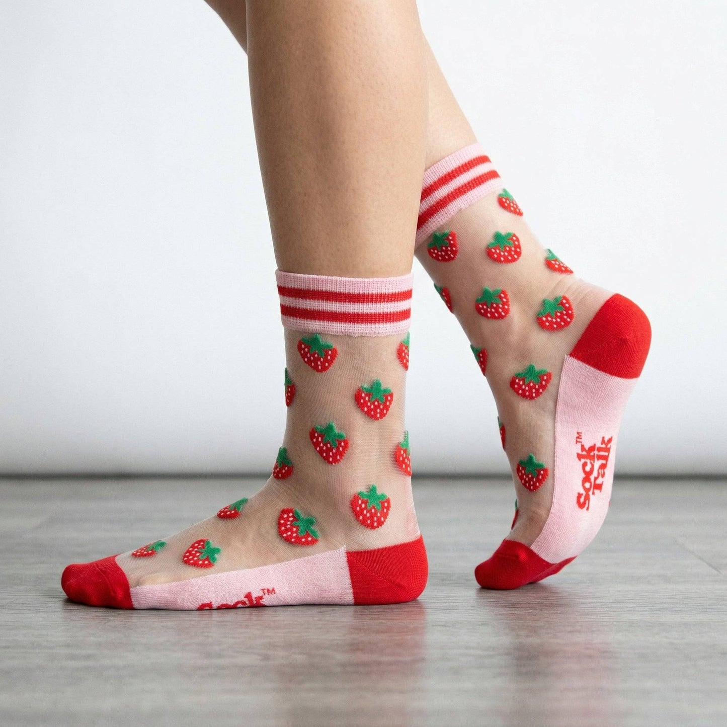 Strawberries Fruit Combed Cotton Sheer Pop Socks