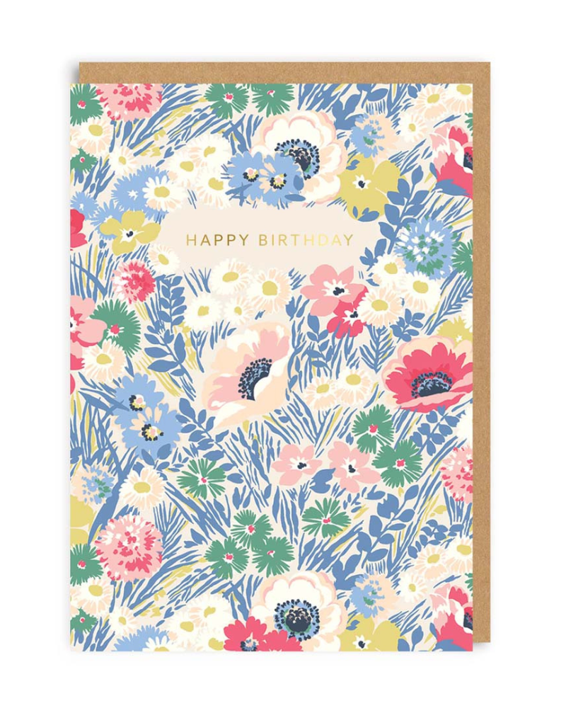 Happy Birthday Flowers Greeting Card