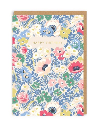 Happy Birthday Flowers Greeting Card