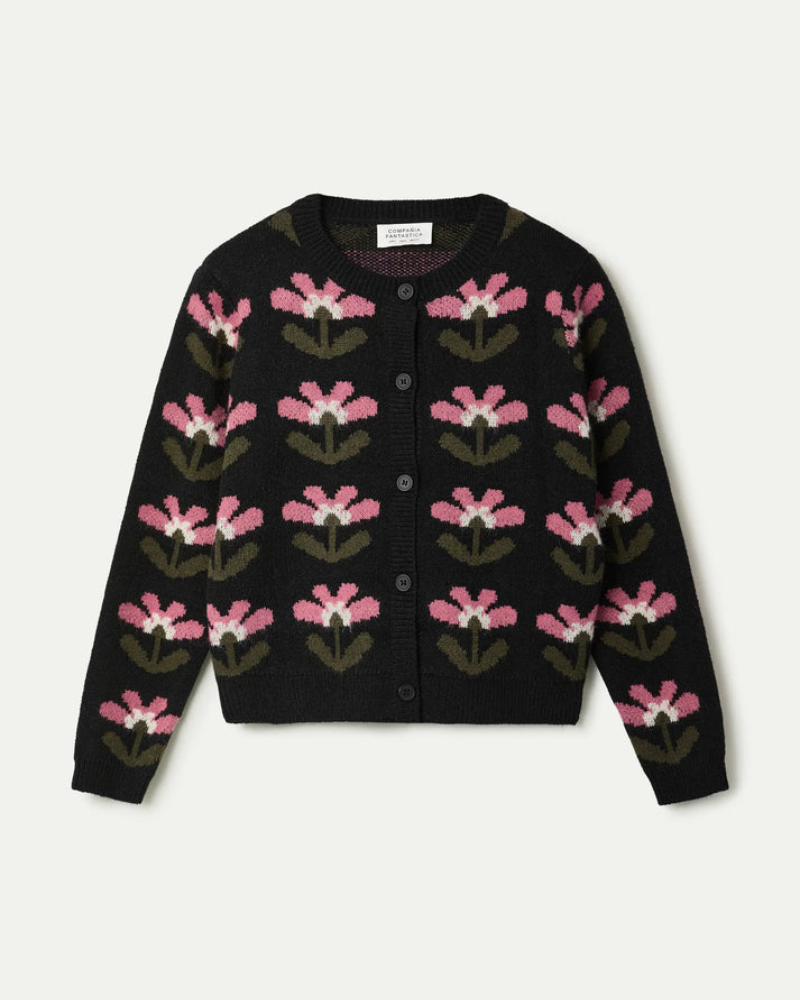 Baboushka Big Print Jacquard Cardigan by Compania Fantastica