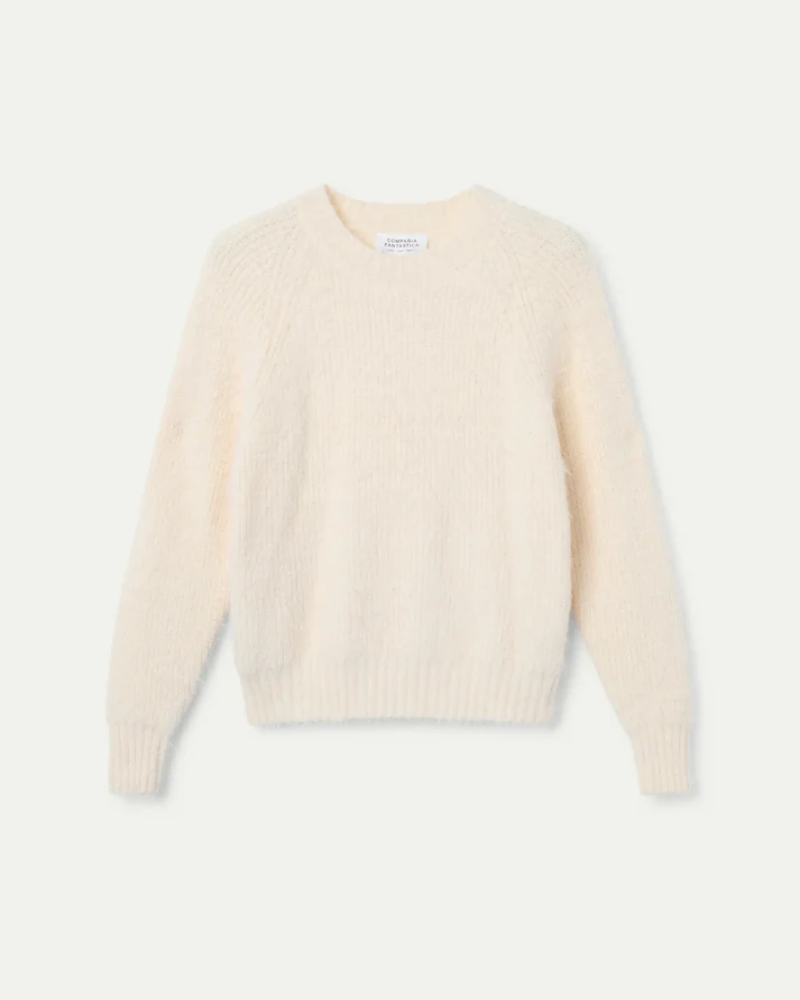 White Fuzzy Knit Jumper by Compania Fantastica