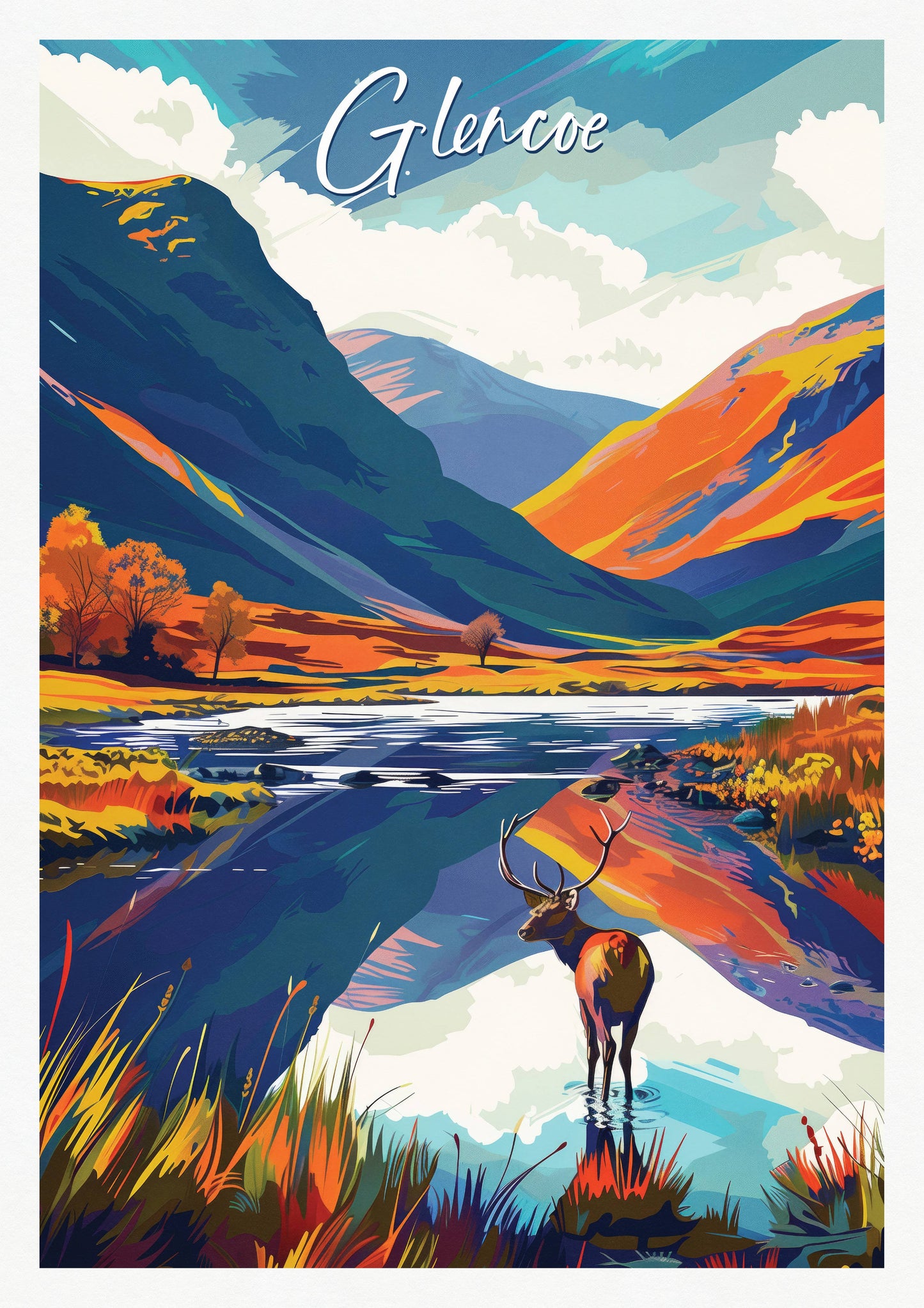 Glencoe Stag Scottish Highlands A4 Print