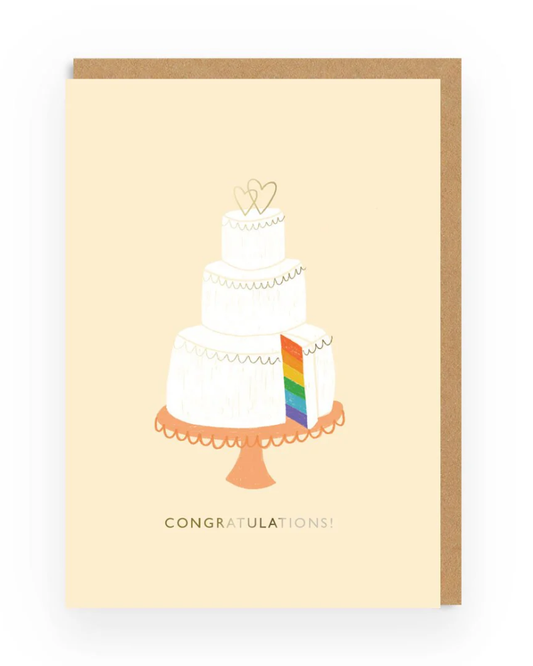 Rainbow Cake Congratulations Wedding Card