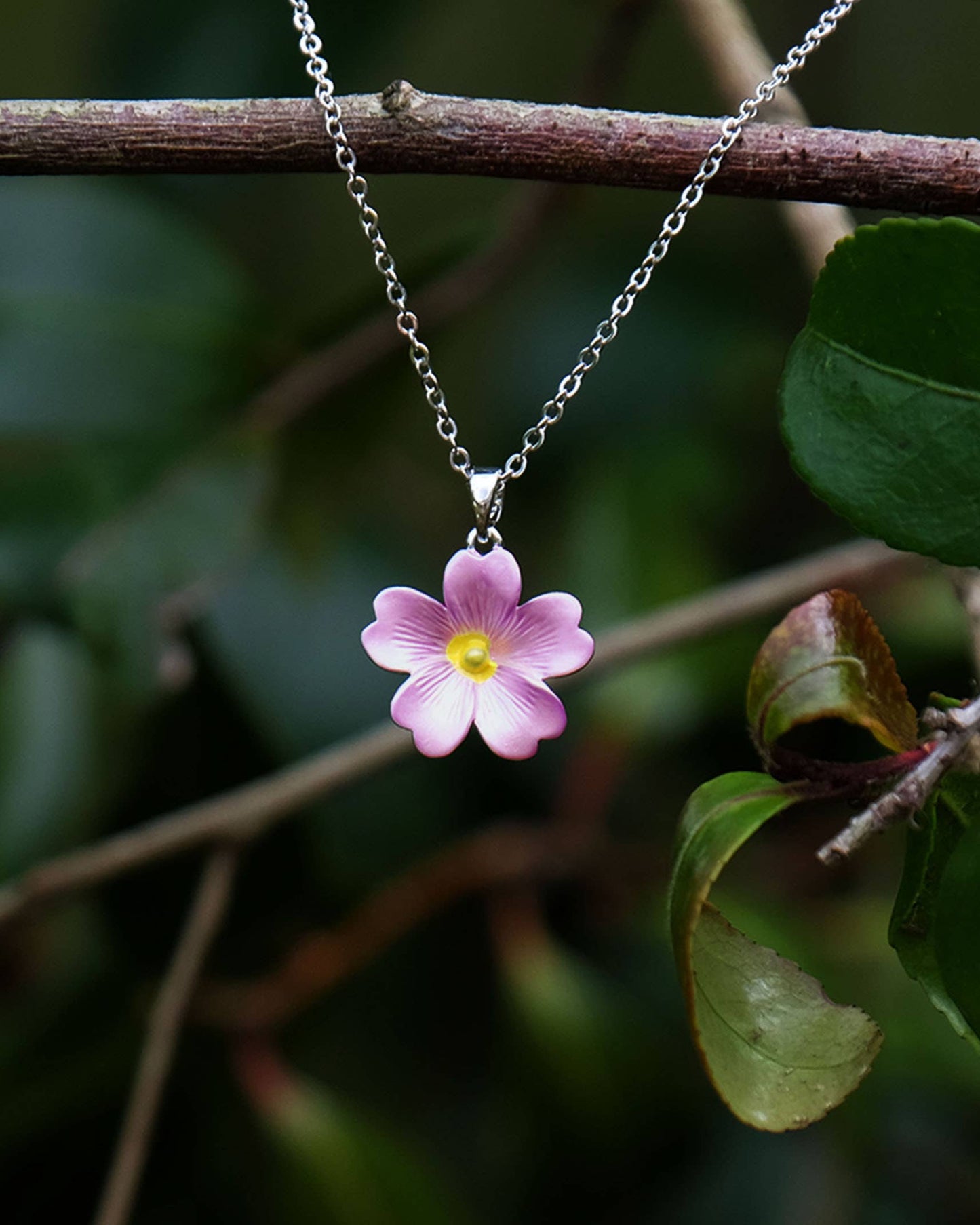 Primrose Pink Flower Pendant Necklace