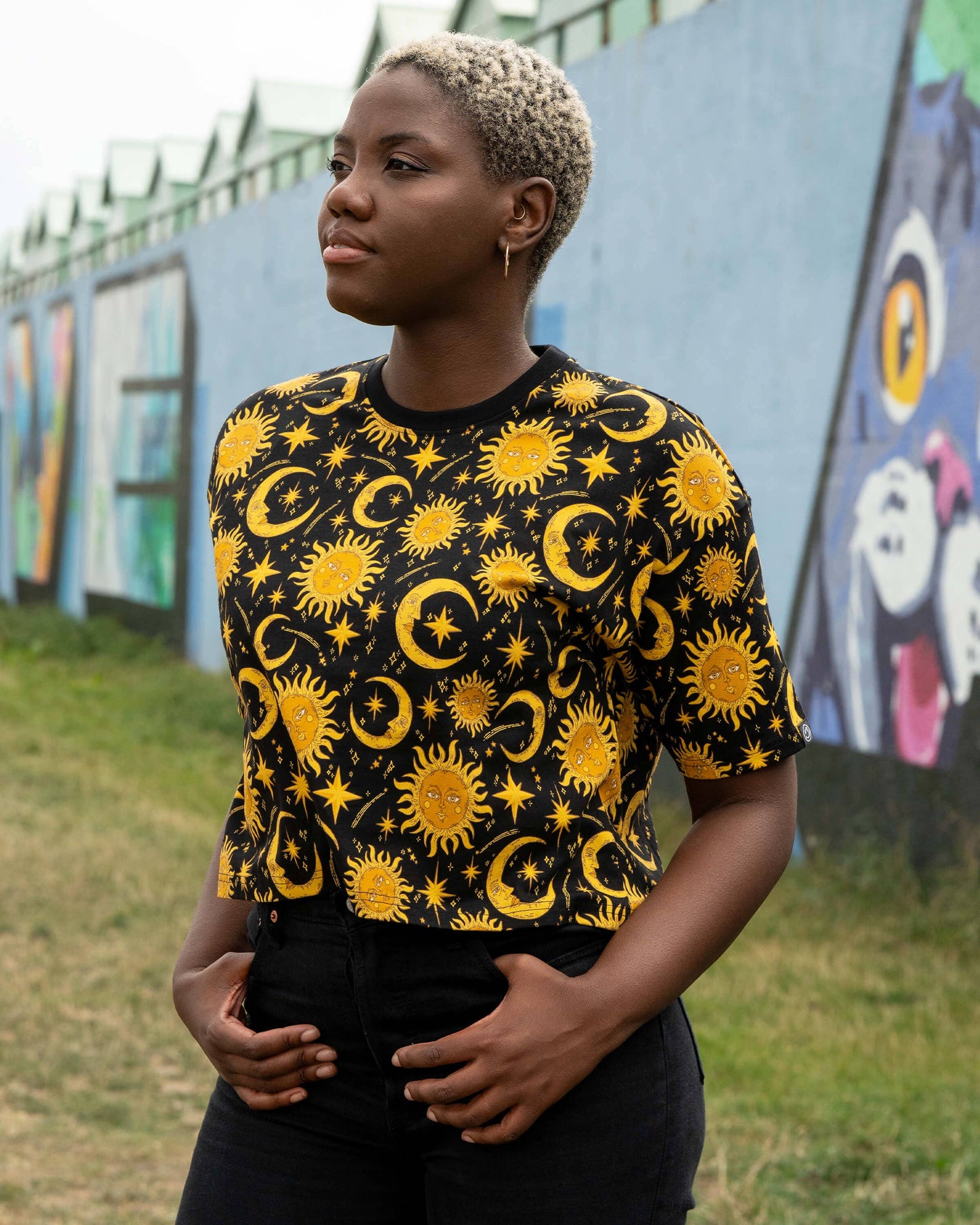 Celestial Sun and Moon Cropped Boxy Tee by Rebel Romance