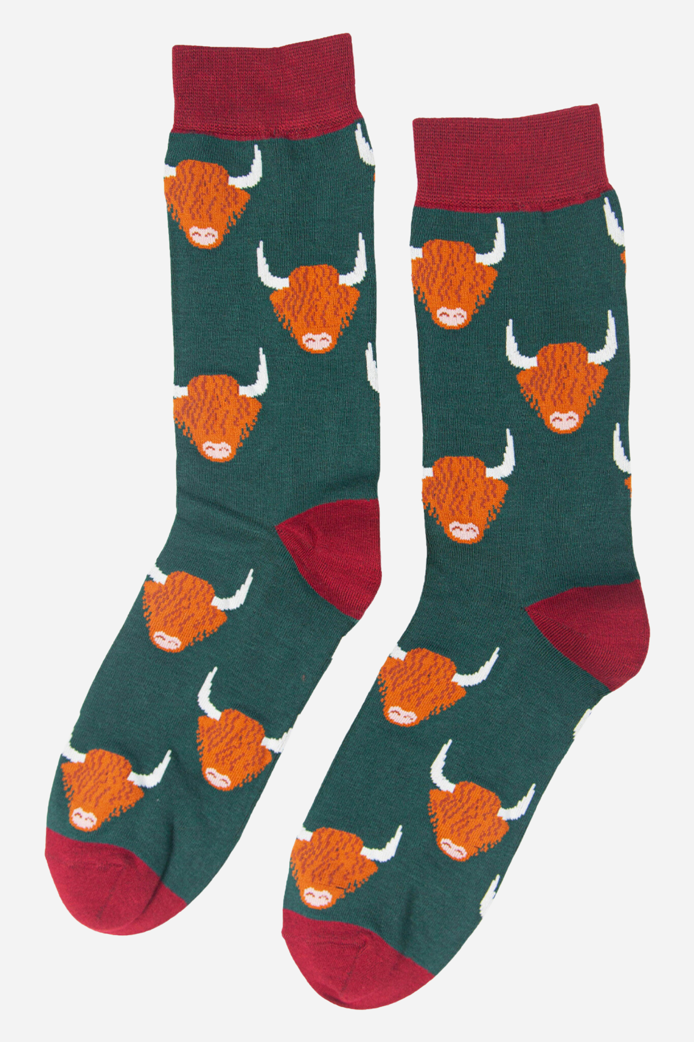 Green & Red Highland Cow Bamboo Socks