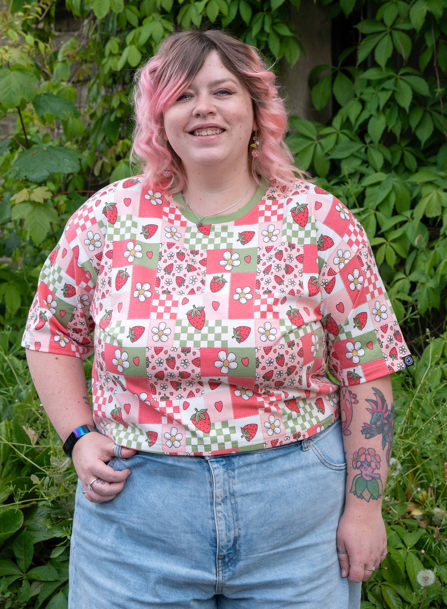Strawberry Picnic Cropped Boxy Tee By Rebel Romance