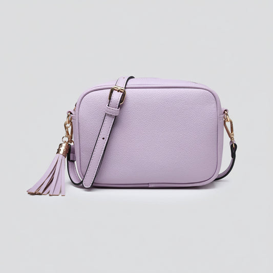 Premium Vegan Leather Camera Crossbody Bag in Lavender