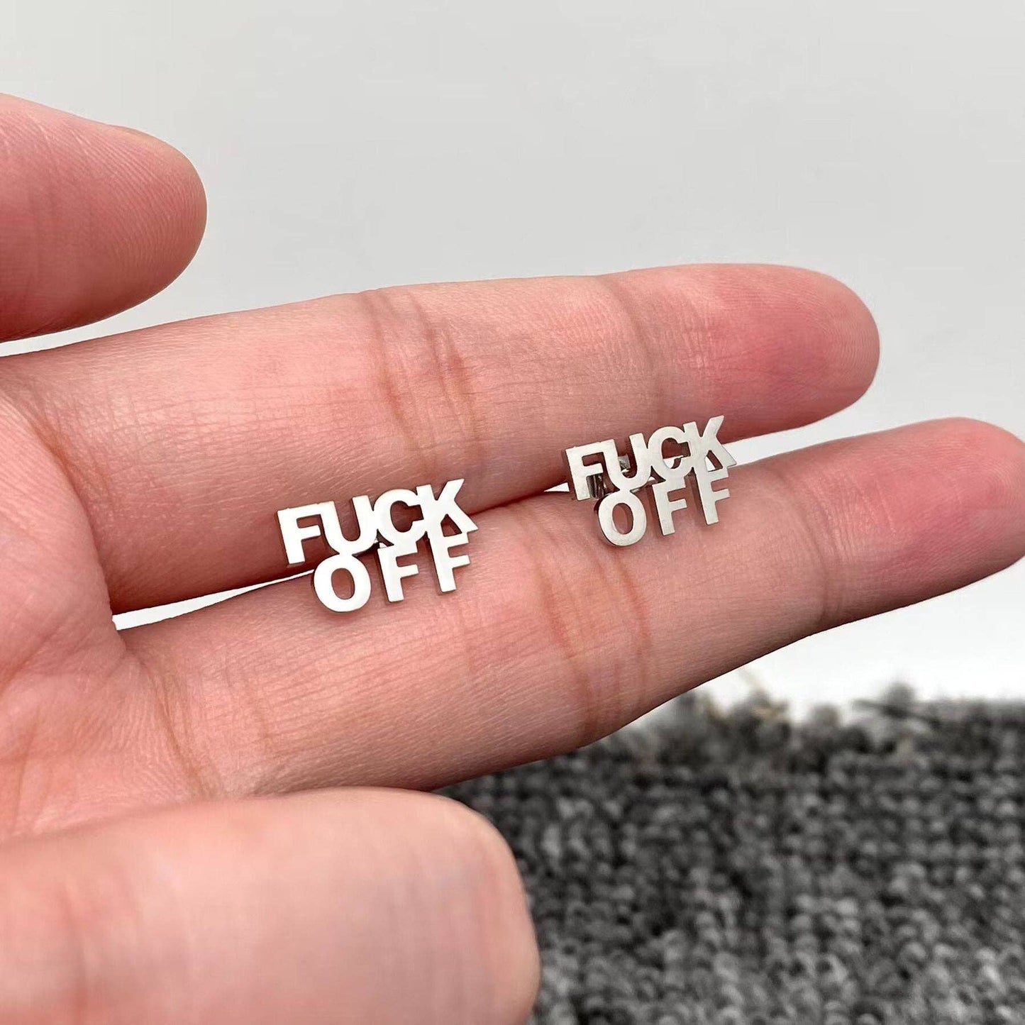 FUCK OFF Stainless Steel Earring Studs