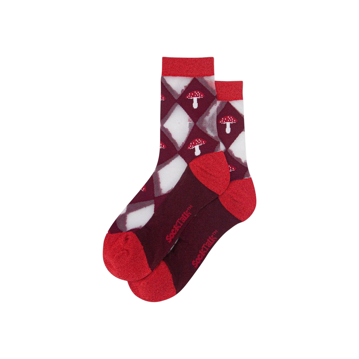 Toadstool Diamond Sheer Socks in Red/Burgundy