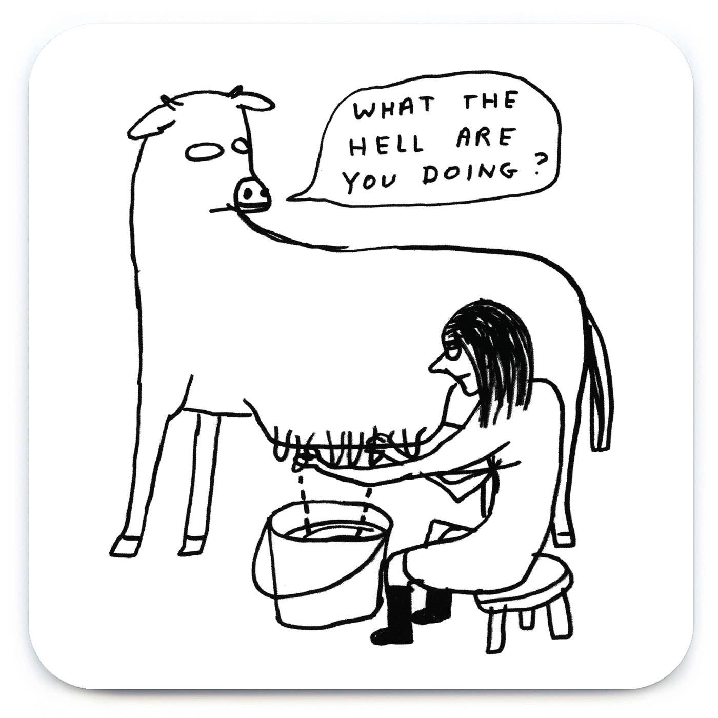 What The Hell Cow David Shrigley Coaster