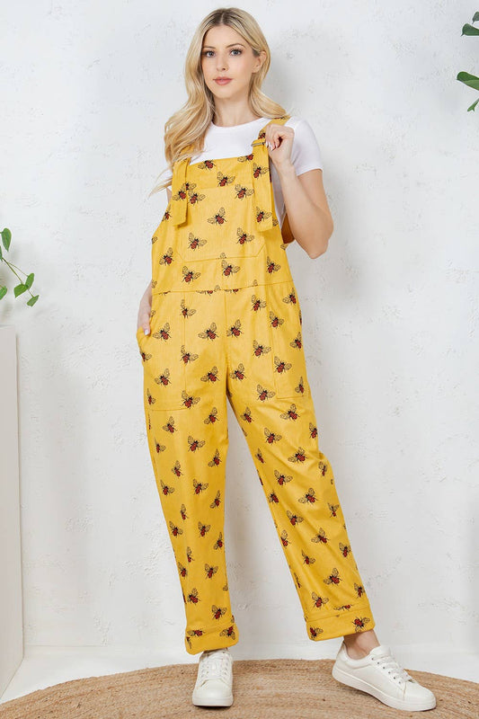 Yellow Bee Corduroy Dungarees
