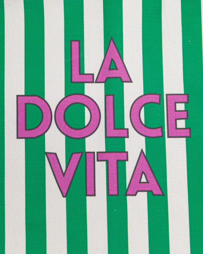 La Dolce Vita Striped Canvas Tote Bag in Green