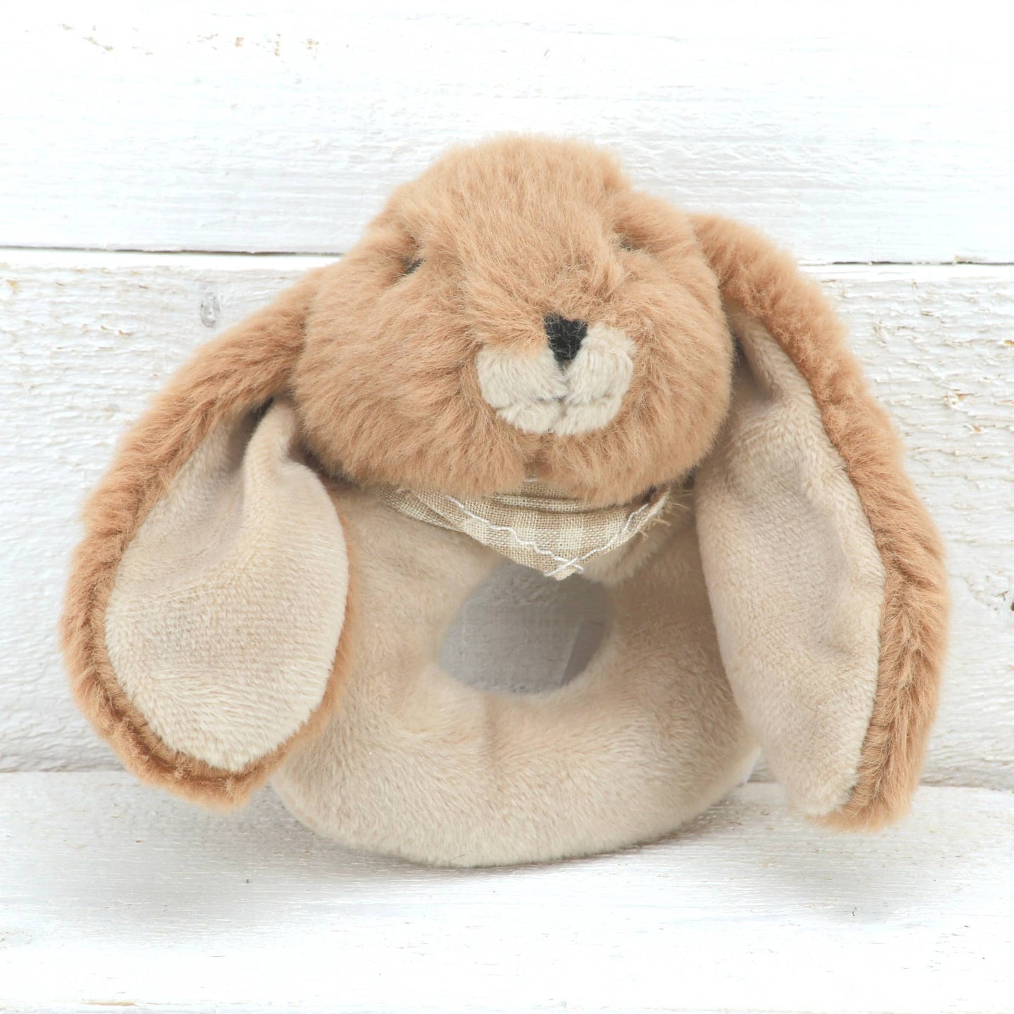 Bunny Baby Rattle Premium Plush Toy in Brown