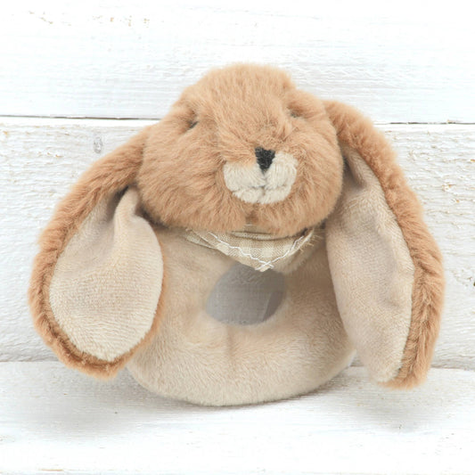 Bunny Baby Rattle Premium Plush Toy in Brown