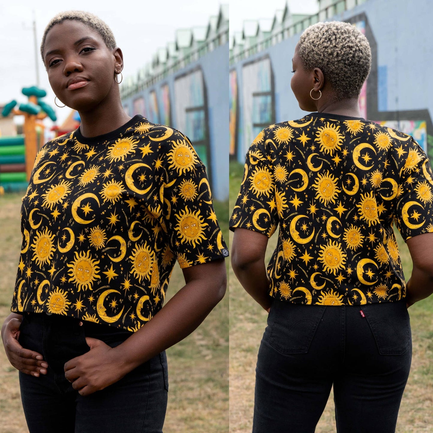 Celestial Sun and Moon Cropped Boxy Tee by Rebel Romance