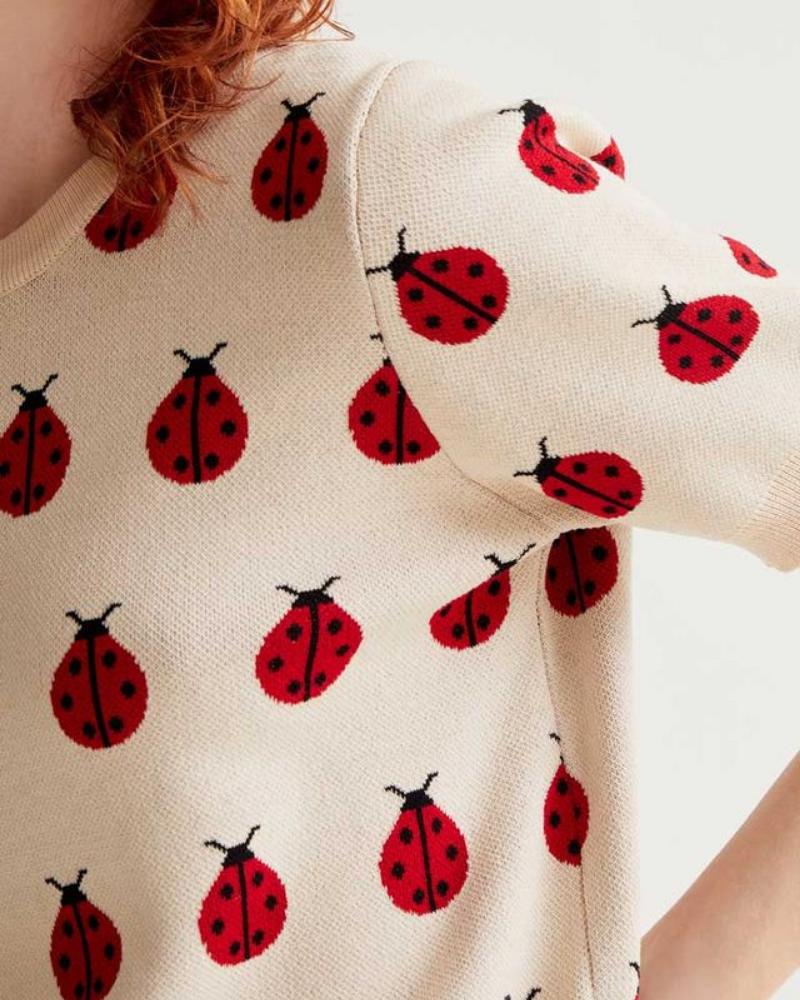 Ladybird Heart Print Short Sleeved Jumper by Compania Fantastica