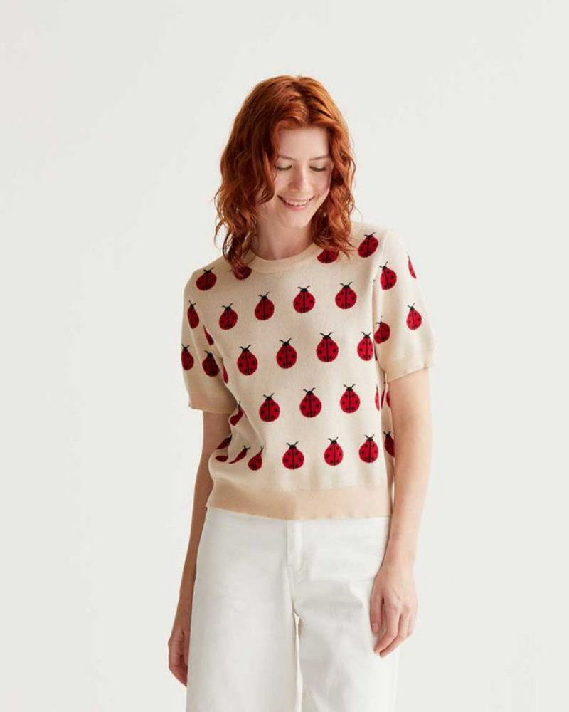Ladybird Heart Print Short Sleeved Jumper by Compania Fantastica
