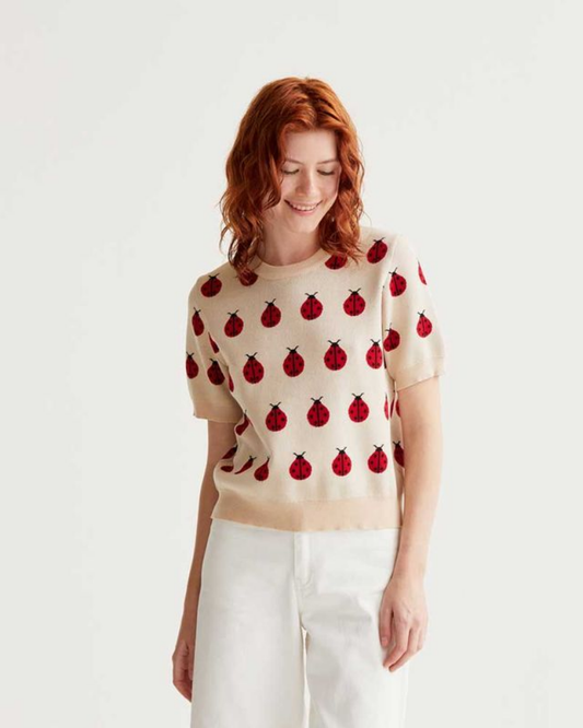 Ladybird Heart Print Short Sleeved Jumper by Compania Fantastica