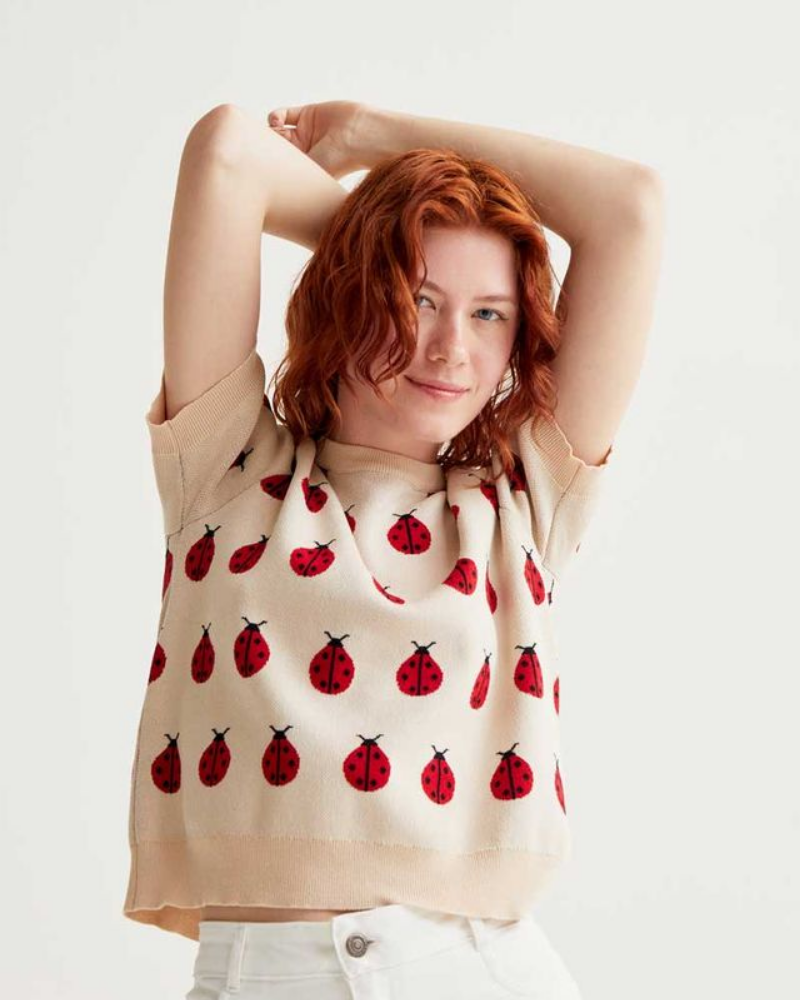 Ladybird Heart Print Short Sleeved Jumper by Compania Fantastica
