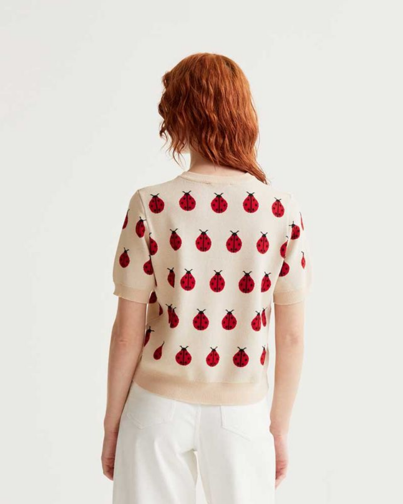 Ladybird Heart Print Short Sleeved Jumper by Compania Fantastica