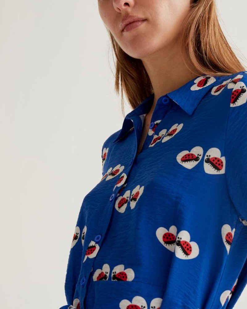 Ladybird Heart Print Shirt Dress by Compania Fantastica