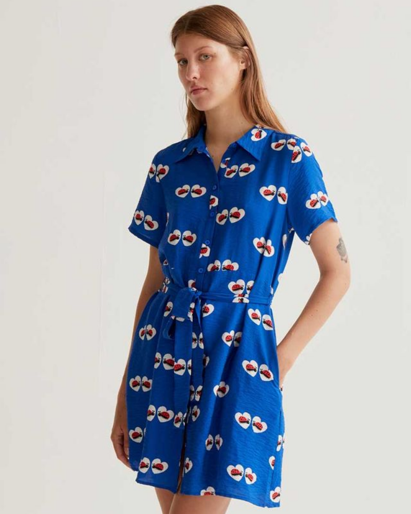 Ladybird Heart Print Shirt Dress by Compania Fantastica