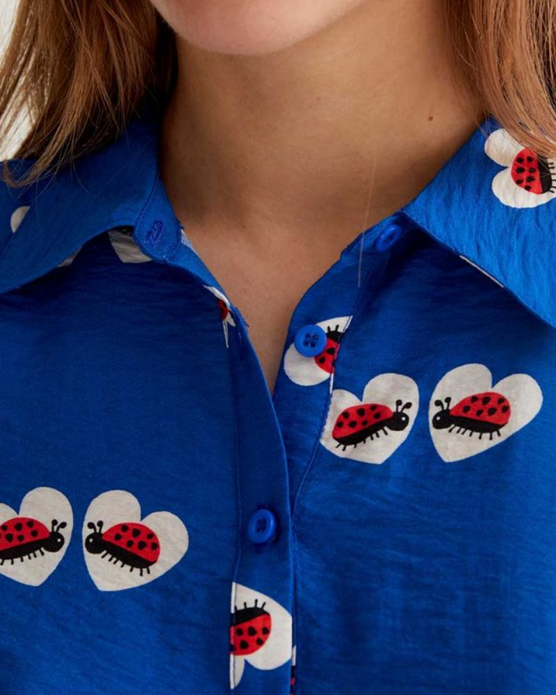 Ladybird Heart Print Shirt Dress by Compania Fantastica