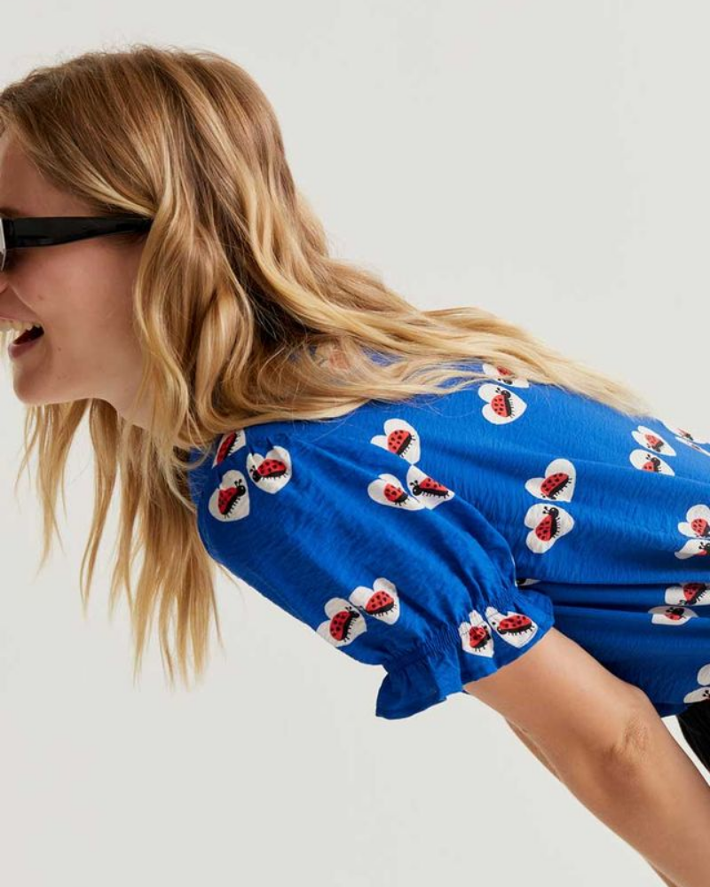 Ladybird Heart Print Short Sleeved Shirt by Compania Fantastica