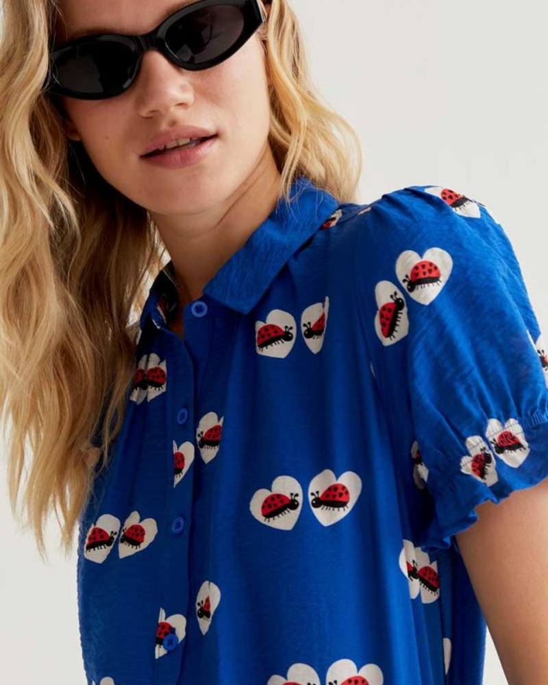 Ladybird Heart Print Short Sleeved Shirt by Compania Fantastica