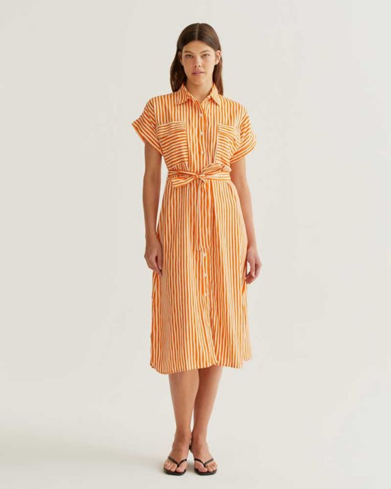 Orange Stripe Midi Dress by Compania Fantastica