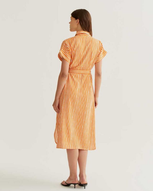Orange Stripe Midi Dress by Compania Fantastica