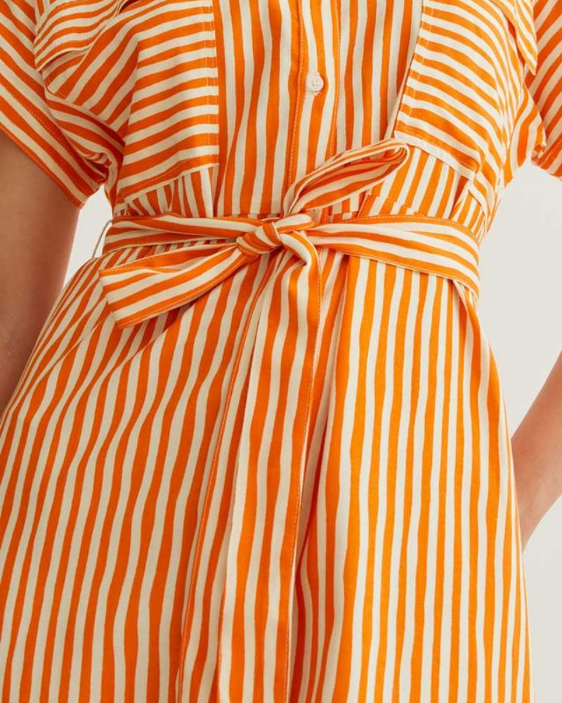 Orange Stripe Midi Dress by Compania Fantastica