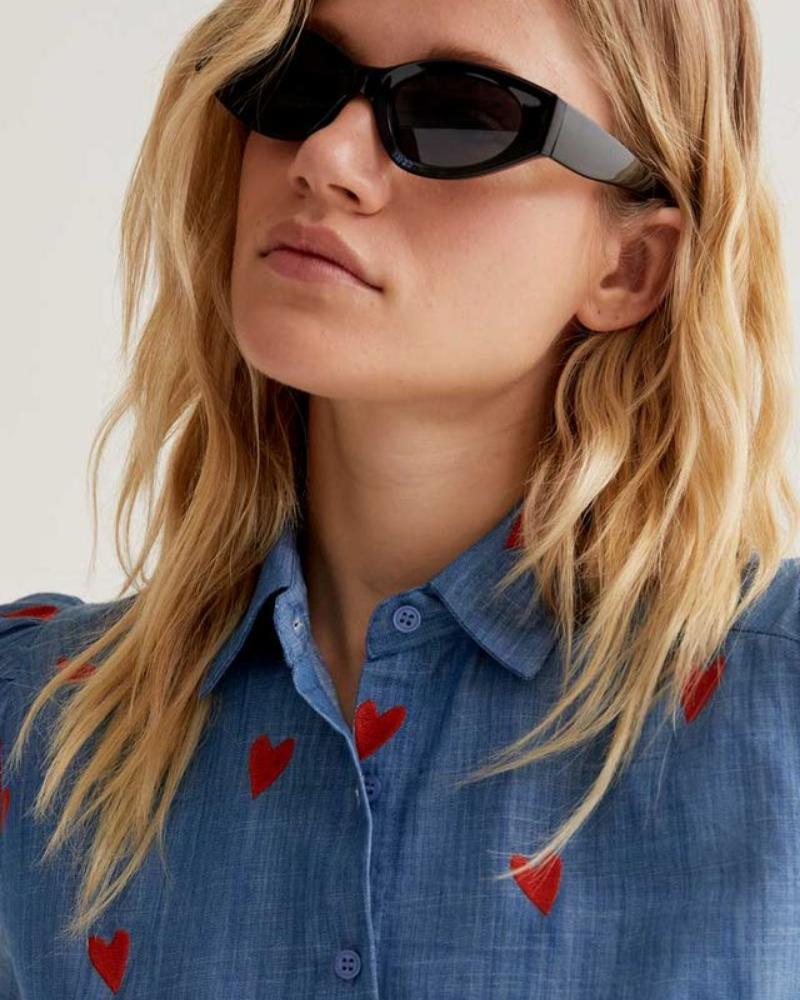 Denim Heart Short Sleeved Shirt by Compania Fantastica