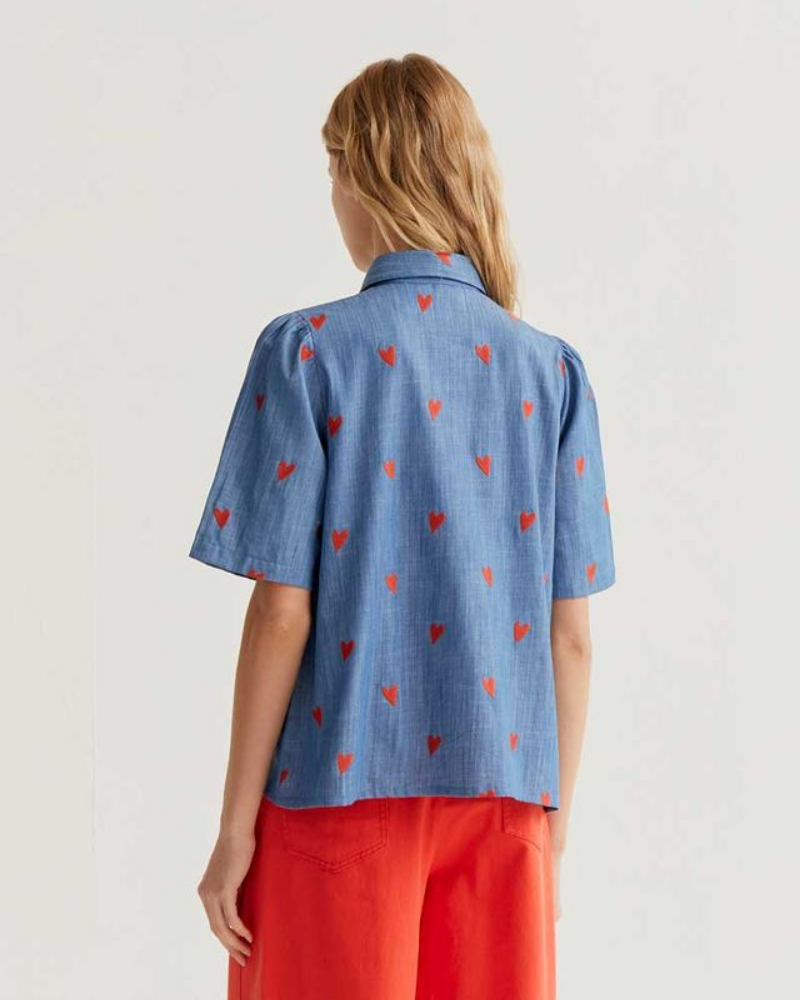 Denim Heart Short Sleeved Shirt by Compania Fantastica