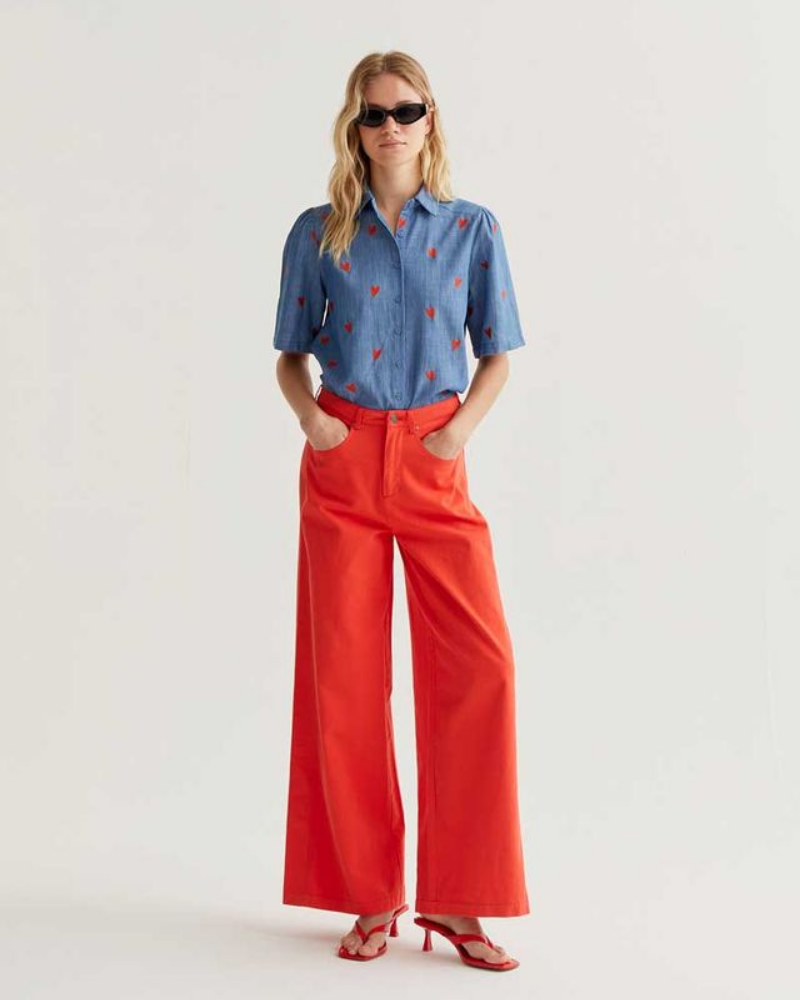 Denim Heart Short Sleeved Shirt by Compania Fantastica