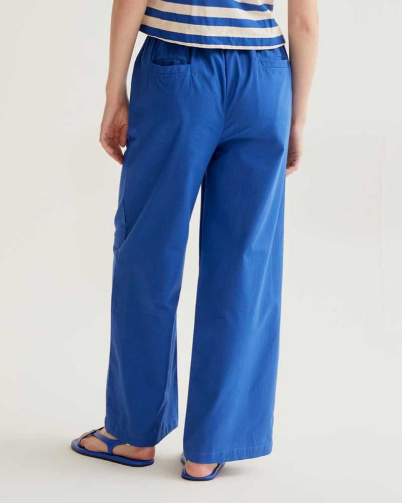 Blue Wide Leg Cotton Trousers by Compania Fantastica