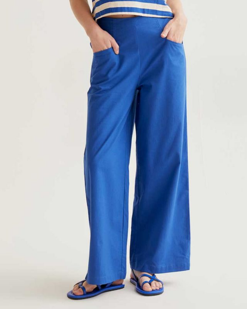 Blue Wide Leg Cotton Trousers by Compania Fantastica