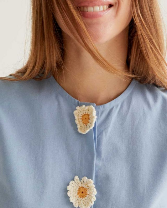 Daisy Button Up Blue Shirt by Compania Fantastica