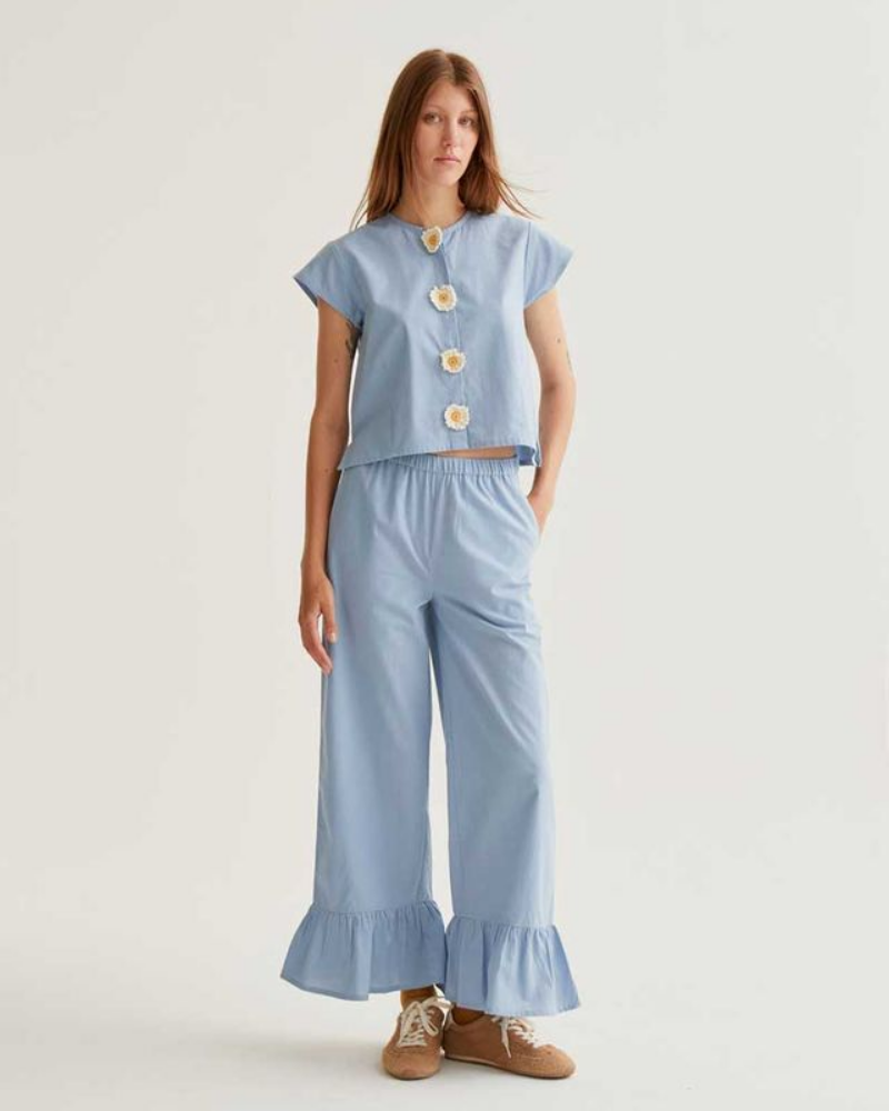 Daisy Button Up Blue Shirt by Compania Fantastica