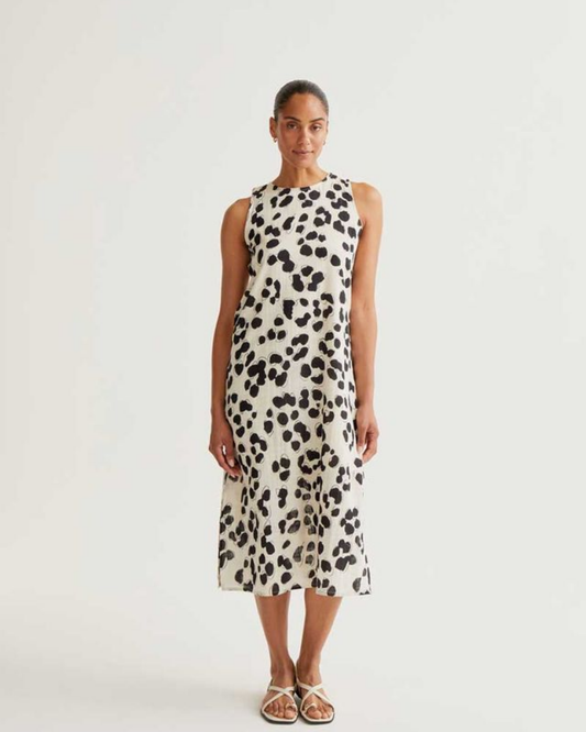 Abstract Dalmatian Print Sleeveless Midi Dress by Compania Fantastica