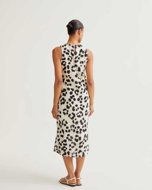 Abstract Dalmatian Print Sleeveless Midi Dress by Compania Fantastica