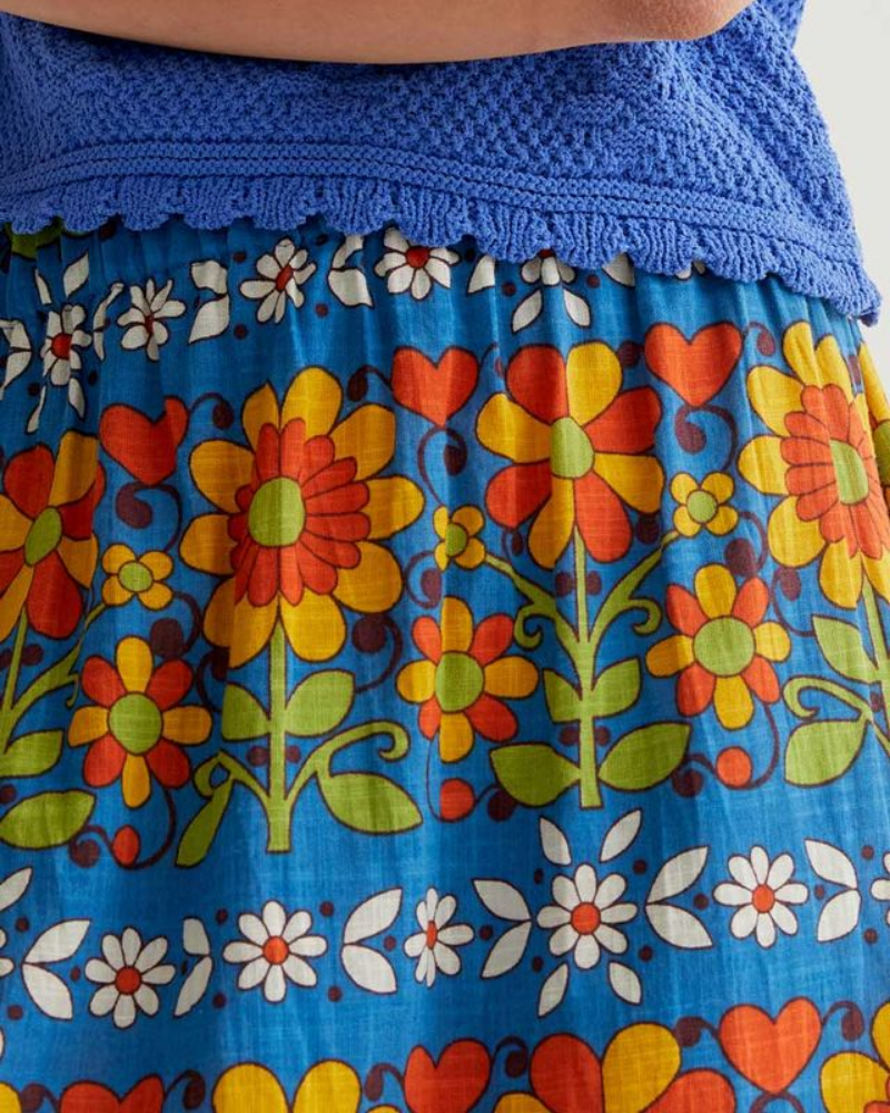 Retro Garden Print Midi Skirt by Compania Fantastica