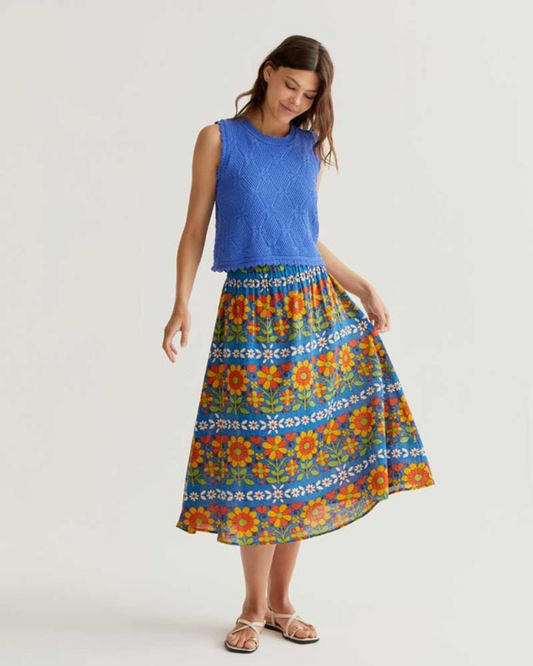 Retro Garden Print Midi Skirt by Compania Fantastica