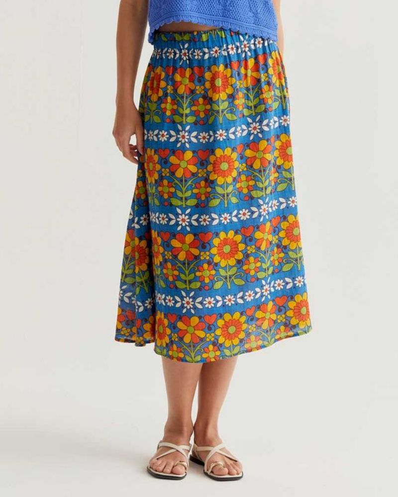 Retro Garden Print Midi Skirt by Compania Fantastica